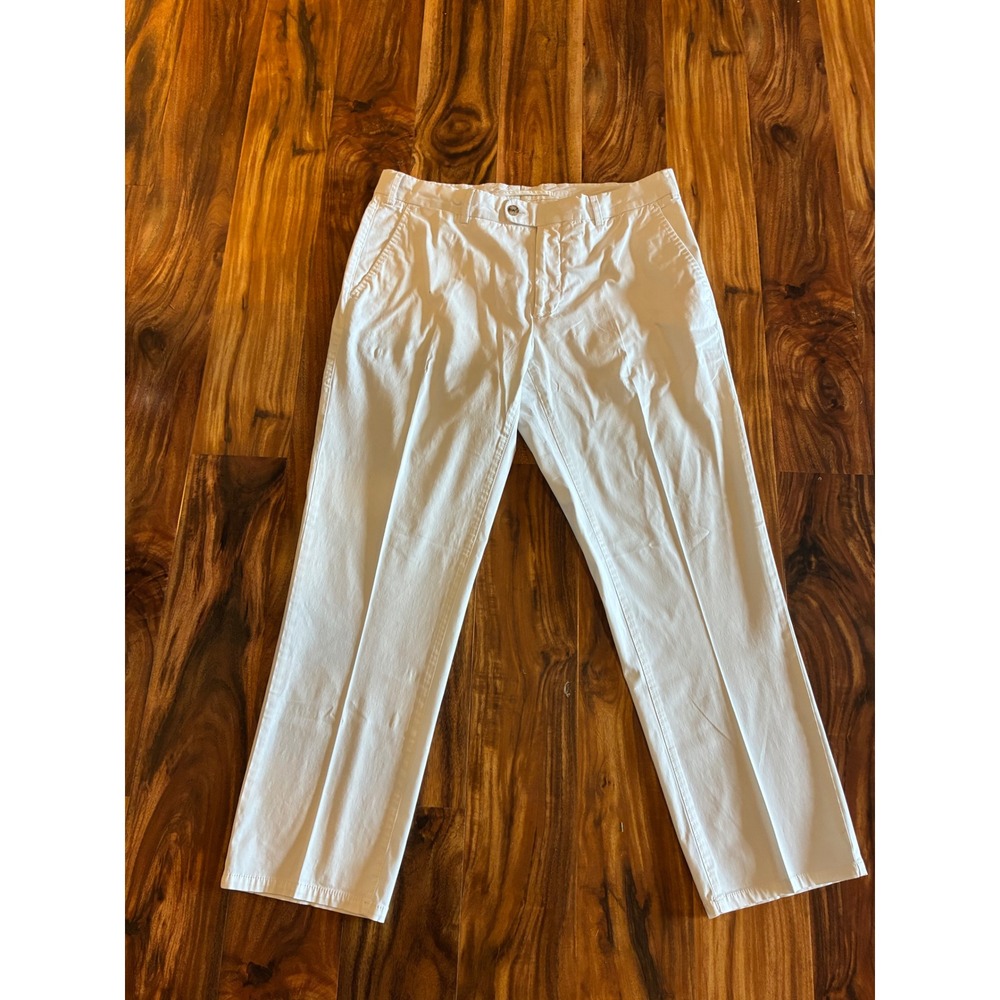 Suitsupply Porto Int B9011 White Cotton Chino Trousers Mens 34 Slim Tailored